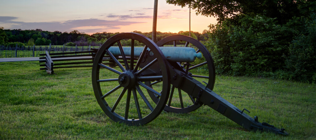 cannon at sunset