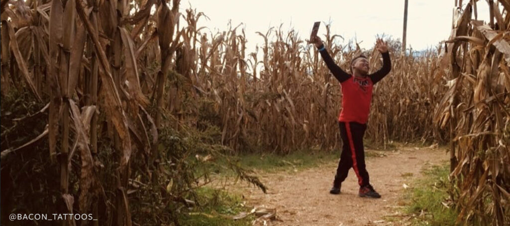 Kid in corn maze